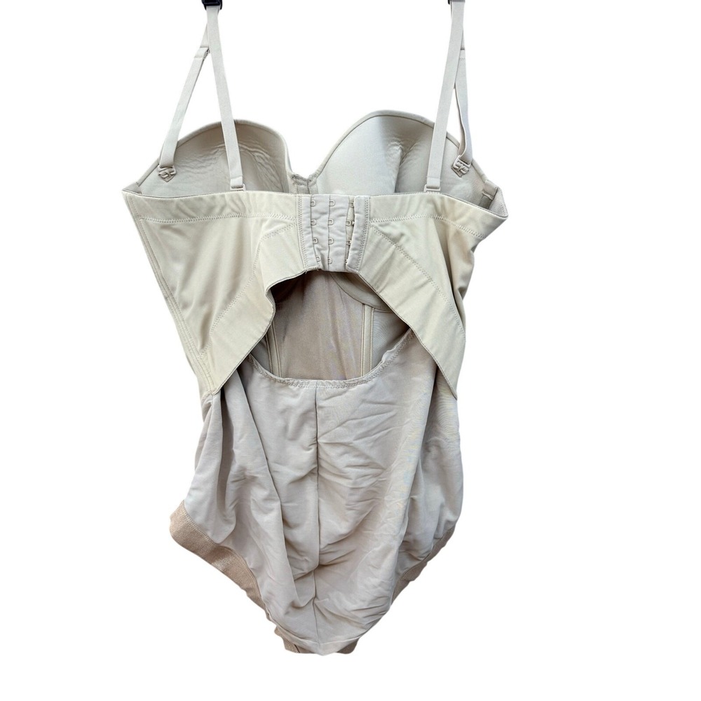 Flexees Maidenform Strapless Shapewear Bodysuit 40DD Beige Control Slimming Body - Picture 2 of 5